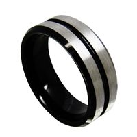 Wholesale China Factory Manufacturer supplier mm Grooves Center Black Tungsten Carbide Ring fashion jewelry finger ring for men