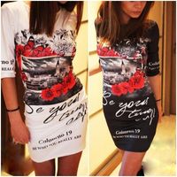 Wholesale 2016 Summer Fashion Popular Personality Printing Self cultivation Mini Dress Bodycon Dresses Woman For Womens Clothing Ladies