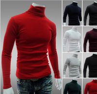 Wholesale Turtleneck Sweatshirt Men Solid Color Long Sleeve Pullover Brief Mens Primer Shirt Sweater Korean Style Slim Fit For Men