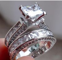 Wholesale Victoria Wieck Luxury Jewelry Princess cut mm White Sapphire Silver Simulated Diamond Wedding Engagement Party Women Rings Size