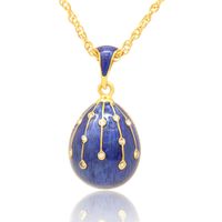 Wholesale gold plating hand color Enamel crystal Russian Faberge Egg Easter Egg Pendant Necklace for Easter Day