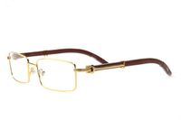 Wholesale high quality buffalo horn glasses for men original wood sunglasses rectangular clear lens full frame semirimless come with glasses box