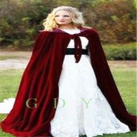 Wholesale Cape Christmas Cloaks Jackets Hooded For Winter Wedding Bridal Wraps For Wedding Dresses Sweep Train