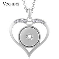 Wholesale NOOSA Heart Necklace Inlaid Clear Rhinestone Fit mm Snap Charm with Stainless Steel Chain VOCHENG NN