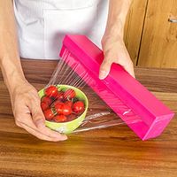 Wholesale Blue Green Rose Plastic Cling Film Cutter With Stainless Steel Blade Food Saran Wrap Cutter Kitchen Accessories
