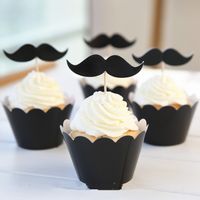 black cool man mustache paper cupcake wrappercupcake topperparty cupcake decoration birthday party halloween decoration dhl free shipping uk
