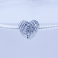 Wholesale beads Heart charm in sterling silver with angel wing details sterling silver beads Fits for Pandora Jewelry Bracelets Necklace
