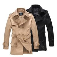 Wholesale 2016 Winter Charm Men Vintage Trench coat Elegant Man Windproof Coat Black khaki M XL Classic Design Men Trench Coat