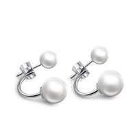 Wholesale New Fashion Sterling Silver Drop Dangle Pearl Earrings for Women Brincos Pearl Jewelry Double Sided Earrings P10