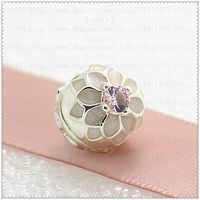 Wholesale New Spring Sterling Silver Blooming Dahlia Clip Charm Bead with Enamel and Cz Fits European Pandora Jewelry Bracelets Necklace