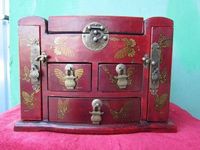 Wholesale cheap Chinese wood dressing table dresser palace drawers mirror Dragon butteryfly old jewelry box