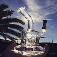 Wholesale Bongs arms percolator glass bongs oil rigs oil dabs dabbers glass bong recycler water pipe glass pipe with titanium nail