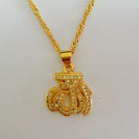 Wholesale Brand New Gift Classic Crown Pendant Necklace k dubai Gold Plated Fashion Women Crystal Wedding Party Bridal Jewelry