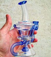 Wholesale 2019 Circulation Handheld Grace Glass Bongs For Smoking Blue Water Pipes dab Oil Rigs Recycler Bong With Perc percolator