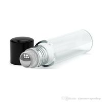 Wholesale HOt sale ml Empty Roll on Glass Bottles STAINLESS STEEL ROLLER Clear ml Refillable Color Roll On for Fragrance Essential Oil
