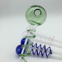 Wholesale Factory directly supply cheap Glass Oil Burner Pipe spiral Glass water Pipes Bubbler Pyrex Oil Burner Pipes mini Glass Handle Pipes
