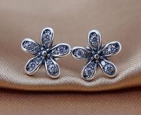 Wholesale Daisy Stud Earrings Authentic Sterling Silver Earrings with Cubic Zirconia Fits for pandora Jewelry charms pair