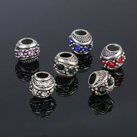 Wholesale Little Charms Loose Beads Natural Stone Gemstone Spacer Bead European Style Sterling Silver Plating Openwork For Jewelry Bracelets