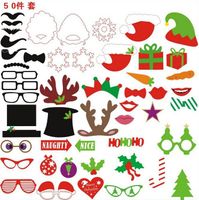 Wholesale New Christmas party Wedding Props Photo Booth On A Stick Mustache Fun Funny bearded lips Glasses Snowflake Birthday Xmas Party Family