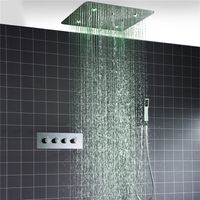 Thermostatisch Wasserfall Dusche Wasserhahn Massage Körper Regendusche Set Chrom