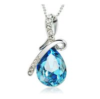 Wholesale 925 Sterling Silver Plated Blue Crystal Gemstone Amethyst Heart Pendant Necklaces