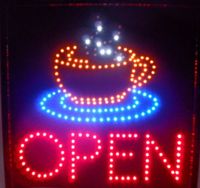 Wholesale FLASHING LED SIGN quot OPEN quot with cafe picture LARGE SIZE CM X CM