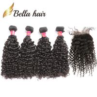 Wholesale 5pcs Brazilian Curly Hair bundles with Closure Natural Color Weave Black Extensions Bella Hair