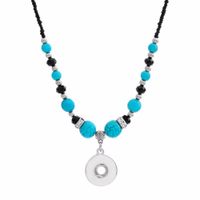 Wholesale New Beauty National Style Turquoises Beads Snap Necklace cm Fit Diy mm mm Snap Buttons Christmas Gift