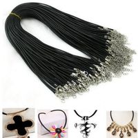 Wholesale 100pcs Black Wax Leather Snake Necklace Beading Cord String Rope Wire Chain Clasp Lobster Clasp DIY Jewelry Making Findings String Cord