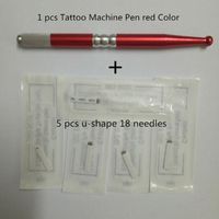 Wholesale New Permanent Manual Eyebrow Makeup Tattoo Machine Pen red Color Tattoo Needles Blade u shape pins