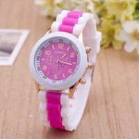 Wholesale Newest Fashion Geneva Silicone Quartz Watch Three circles Display White Strap Candy Color Rubber Girls Ladies Women watches