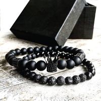 Wholesale 2pcs set Brand Fashion Pave CZ Men Bracelet Strands mm Matte Beads with Hematite Bead Diy Charm For Wrist Strap accessories Gift Valentine s Day Holiday Christmas