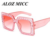 Wholesale ALOZ MICC Brand Designer Fashion Women Sunglasses for sale Big Frame Crystal Square Diamonds Sunglasses Hot Sale UV400 A331