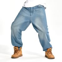 Wholesale Men Baggy Jeans Big Size Mens Hip Hop Jeans Long Loose Fashion Skateboard Relaxed Fit Jeans Mens Harem Pants