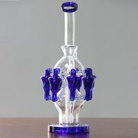Wholesale New Hookahs Glass bongs inches Royal Blue Recycler Oil Rigs Bowl Joint mm Smoking Pipes Real Images Glass Bongs
