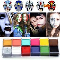 Wholesale 1 Set Colors Flash Tattoo Face Body Paint Oil Painting Art Halloween Party Fancy Dress Beauty Makeup Tools