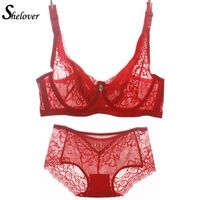 Wholesale Shelover Cup Large Size B C D Female Underwear Set Ultra Thin Transparent Bra And Panties Sexy Lace Women Bra Set
