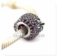 Wholesale Fits Pandora Bracelets Pave Strawberry Silver Beads Summer Style Sterling Silver Charms DIY Women Jewelry