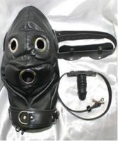 Wholesale Soft PVC leather bondage Slave Hood Mask Headgear With Silicone Dildos Penis Mouth Plug Gag In Adult Games Fetish Porno Sex Toys For Women