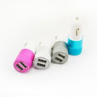 dual adapter iphone 7 2022 - Cell Phone Chargers Metal Alloy Dual USB Car Charger LED Light 5V 2-Ports Sync Charging Adapter Bullet Universal for iphone 7 plus Samsung S7 HTC