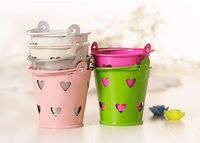 Wholesale Cute Metal Favor Pail Heart Decorative Tin Pots wedding favor candy holders mini bucket for guests souvenir Candle Box