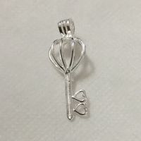 Wholesale 925 Silver Double Heart Love Key Locket Cage Sterling Silver Pearl Bead Pendant Fitting for DIY Fashion Bracelet Necklace Jewelry Charms