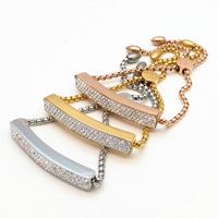 Wholesale Fashion Flat Tag With Crystal Bracelet Hand Chain Charm Bracelet K Gold Bracelet For Women Stainless Steel Adjustable Bracelets Bangles