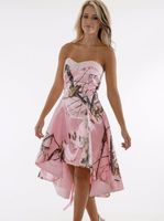 Wholesale 2016 Realtree Pink Camo Prom Dresses New Style Custom Made Short Front Long Back Sweethart A Line Evening Formal Gowns Cocktail Party D