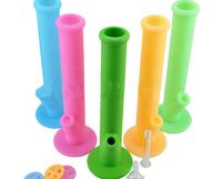 Wholesale IN STOCK Colored Silicone bongs with glass diffused downstem Silicone water pipe with mm joint