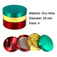 Wholesale 55mm Layers Smoking Metal Herb Grinders Tobacco Cigarette Crusher Shredder Dry Pipe and Accessories