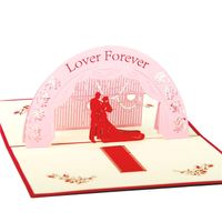 Wholesale LOVER FOREVER Red D Pop UP Greeting Paper Cards For Wedding Anniversary Birthday Wishing Gift Card cm