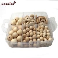 Wholesale DIY Nursing Jewelry Set Blending Natural Wooden Different types of Loose beads Round Geometry Hexagon Wooden Beads Rings Baby Teether Toys