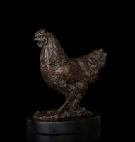 Wholesale Vintage CRAFTS ARTS ATLIE BRONZES Bronze Statue Hen Sculpture biddy Lucky Fengshui Antiques Crafts Home Decor Collection Chinese zodiac chic