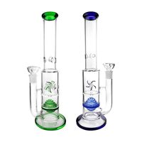 Wholesale Top selling green color windmill one honrycomb glass bongs for tabacco use with inches mm female joint ES GB